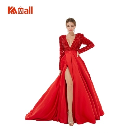 sexy red evening dress